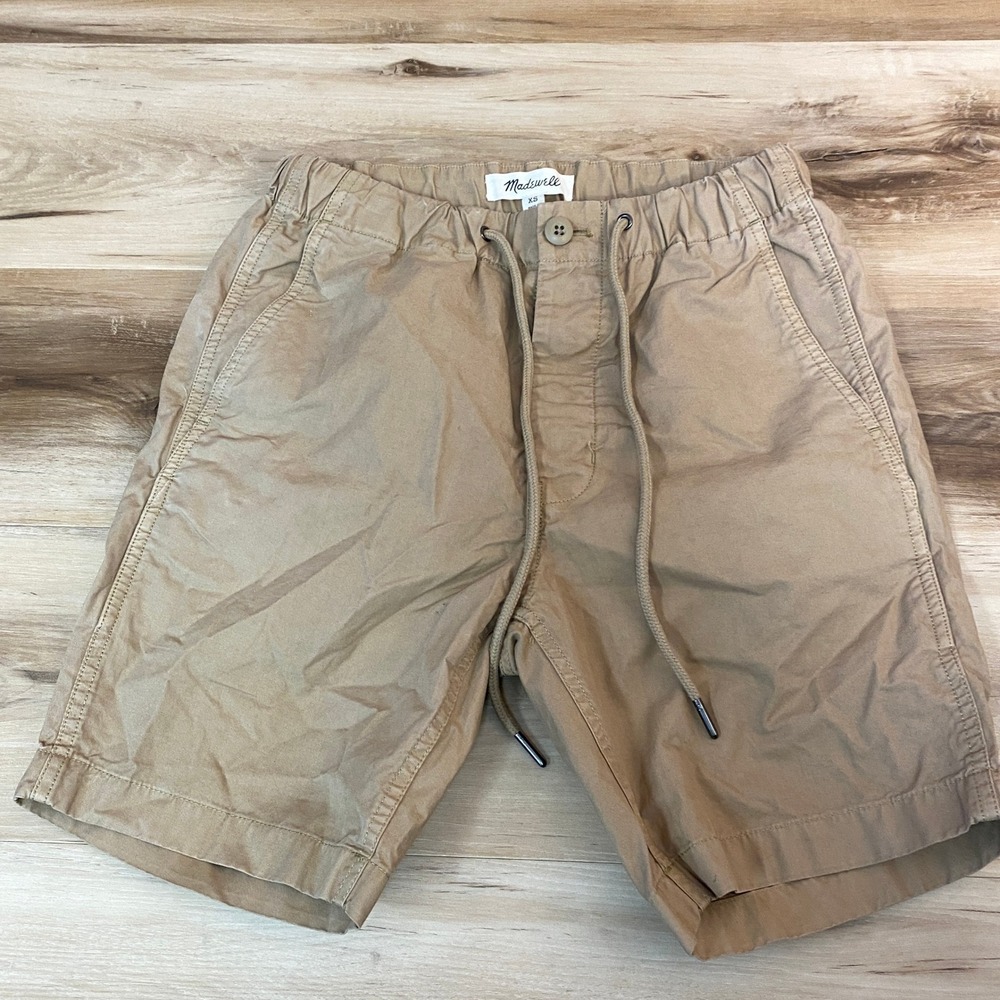 Madewell Shorts Mens XS Garment Dyed Khaki Cotton Twill Drawstring Chino AH987